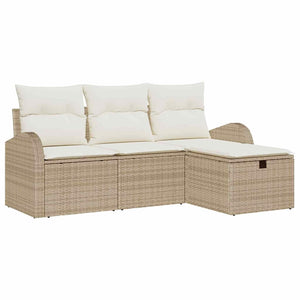 Poly Rattan Sofa Set Beige & Creme 4-teilig