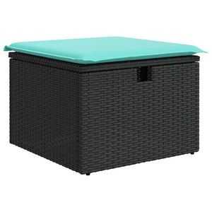 Poly Rattan Sofa Set Schwarz Türkis 4-teilig