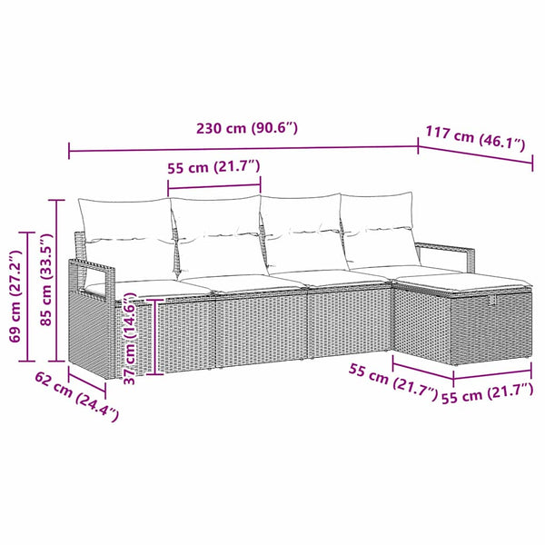 Poly Rattan Sofa Set mit Stauraum