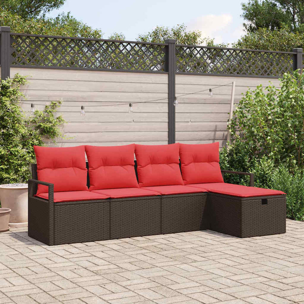 Poly Rattan Sofa Set mit Kissen & Stauraum