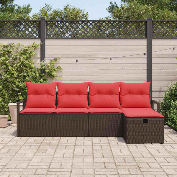 Poly Rattan Sofa Set mit Kissen & Stauraum