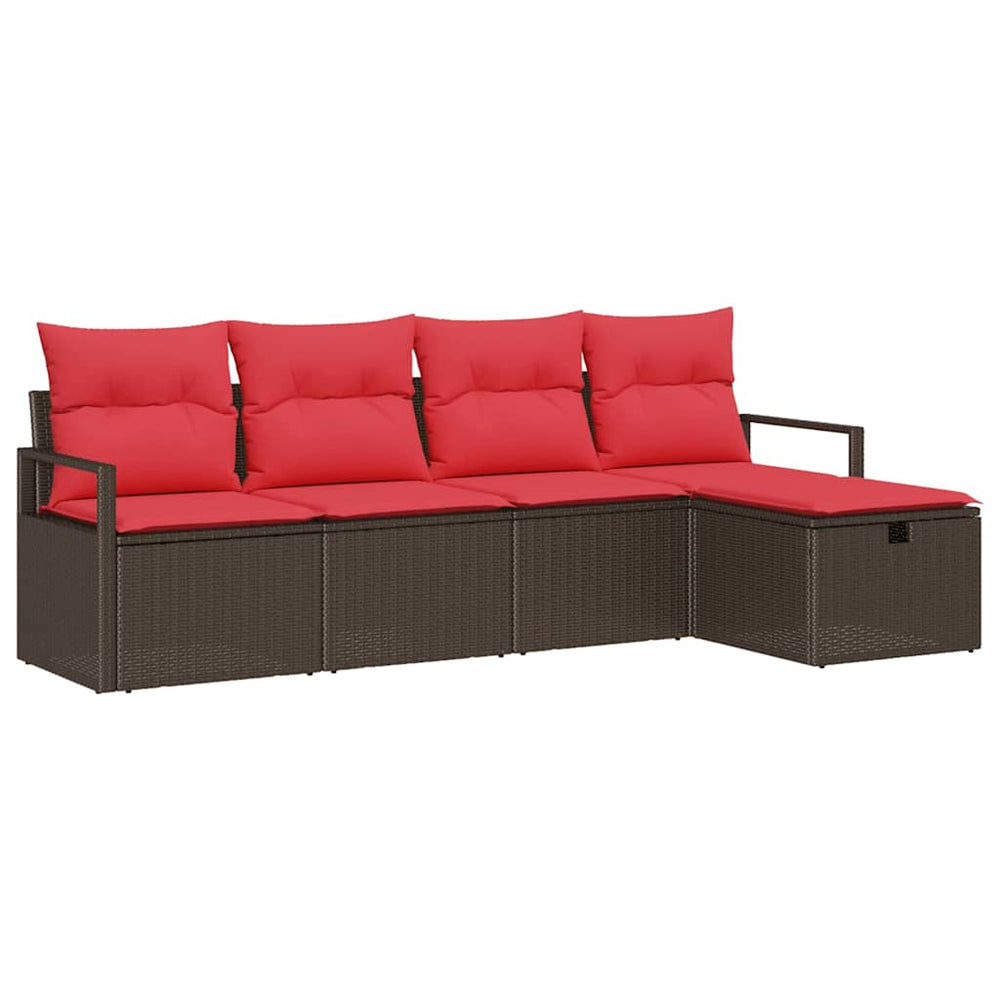 Poly Rattan Sofa Set mit Kissen & Stauraum