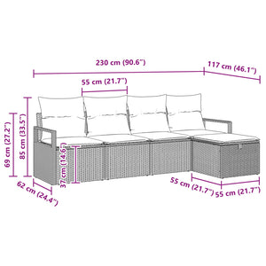 Poly Rattan Sofa Set mit Kissen & Stauraum