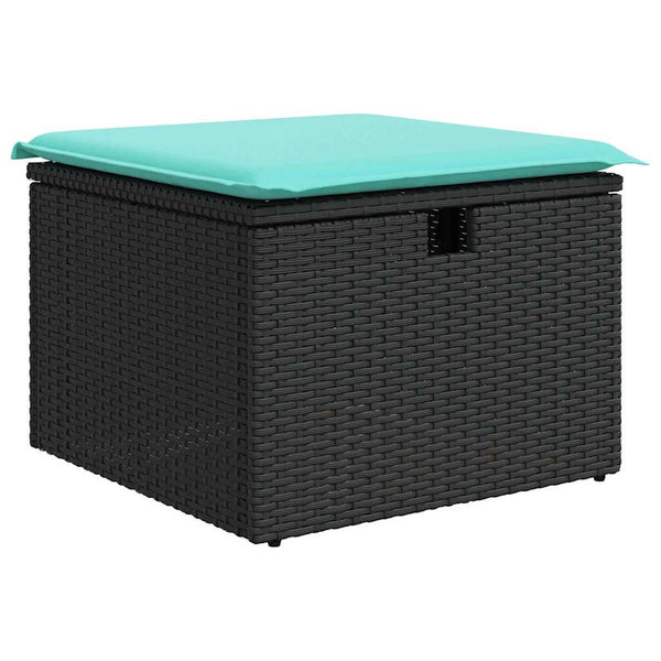 Poly Rattan Sofa Set Schwarz Türkis 5-teilig