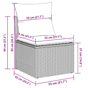 Poly Rattan Sofa Set Schwarz Türkis 5-teilig