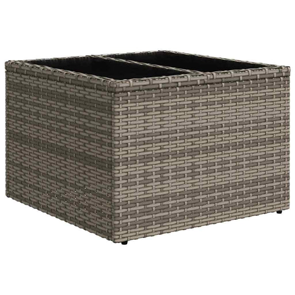 Poly Rattan Sofa Set Grau/Marineblau mit Kissen