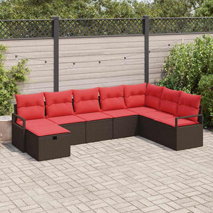 vidaXL Sofa Set with Cushions with Storage 8 pcs Brown Poly Rattan