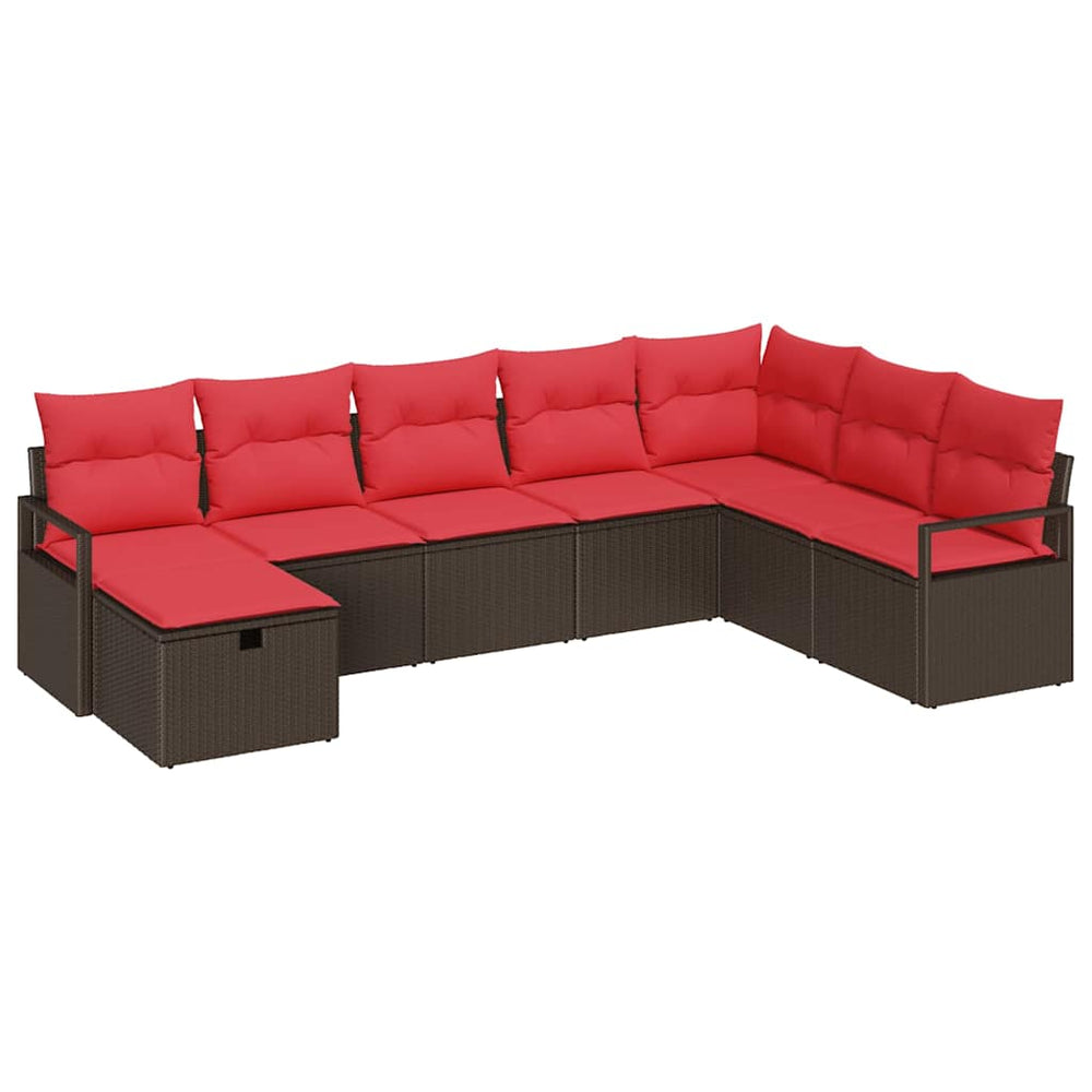 vidaXL Sofa Set with Cushions with Storage 8 pcs Brown Poly Rattan