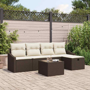 vidaXL Sofa Set with Cushions with Storage 6 pcs Brown Poly Rattan