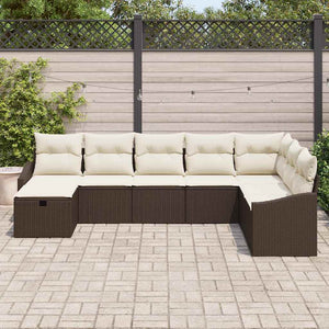vidaXL Garden Sofa Set with Cushions and Storage 8 pcs Poly Rattan
