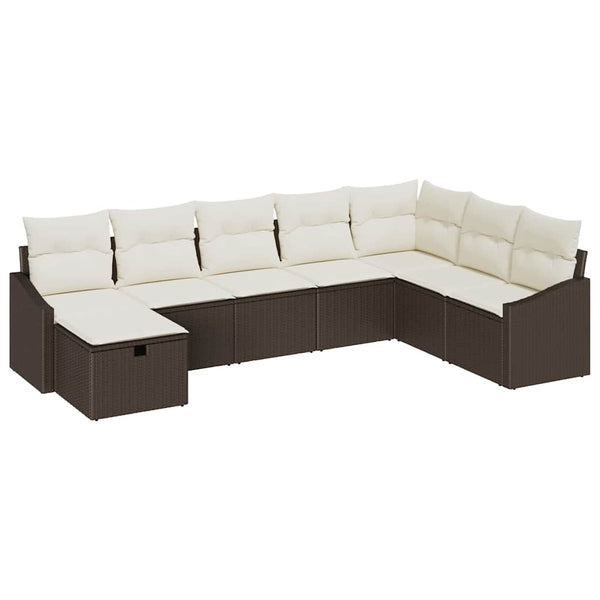 vidaXL Garden Sofa Set with Cushions and Storage 8 pcs Poly Rattan