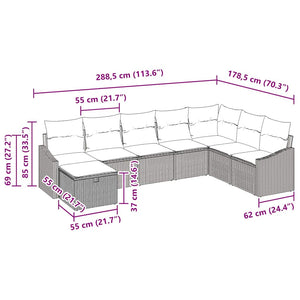 vidaXL Garden Sofa Set with Cushions and Storage 8 pcs Poly Rattan