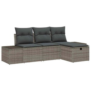 vidaXL Garden Sofa Set with Cushions 4 pcs Grey Poly Rattan
