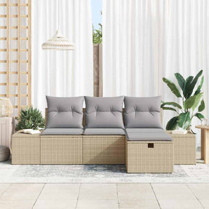 vidaXL Garden Sofa Set with Cushions 4 pcs Beige Poly Rattan