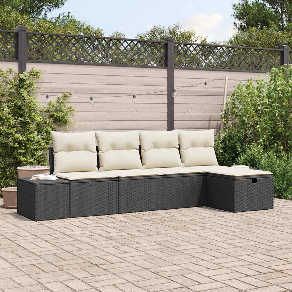 vidaXL Garden Sofa Set with Cushions 5 pcs Poly Rattan