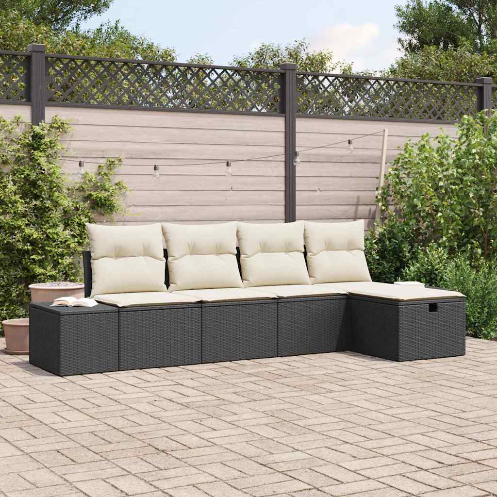 vidaXL Garden Sofa Set with Cushions 5 pcs Poly Rattan