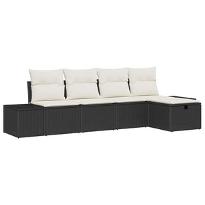 vidaXL Garden Sofa Set with Cushions 5 pcs Poly Rattan