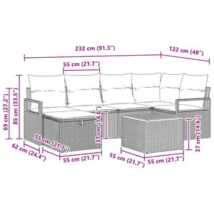 vidaXL Garden Sofa Set with Cushions with Storage 7 pcs Beige Poly Rattan