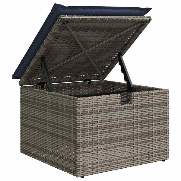 vidaXL Garden Sofa Set with Cushions with Storage 7 pcs Poly Rattan