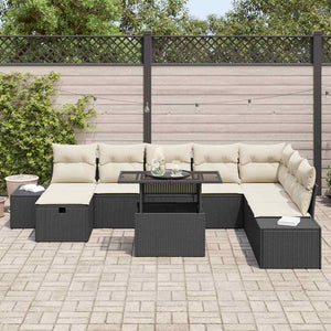 vidaXL Garden Sofa Set 11 pcs Black Poly Rattan