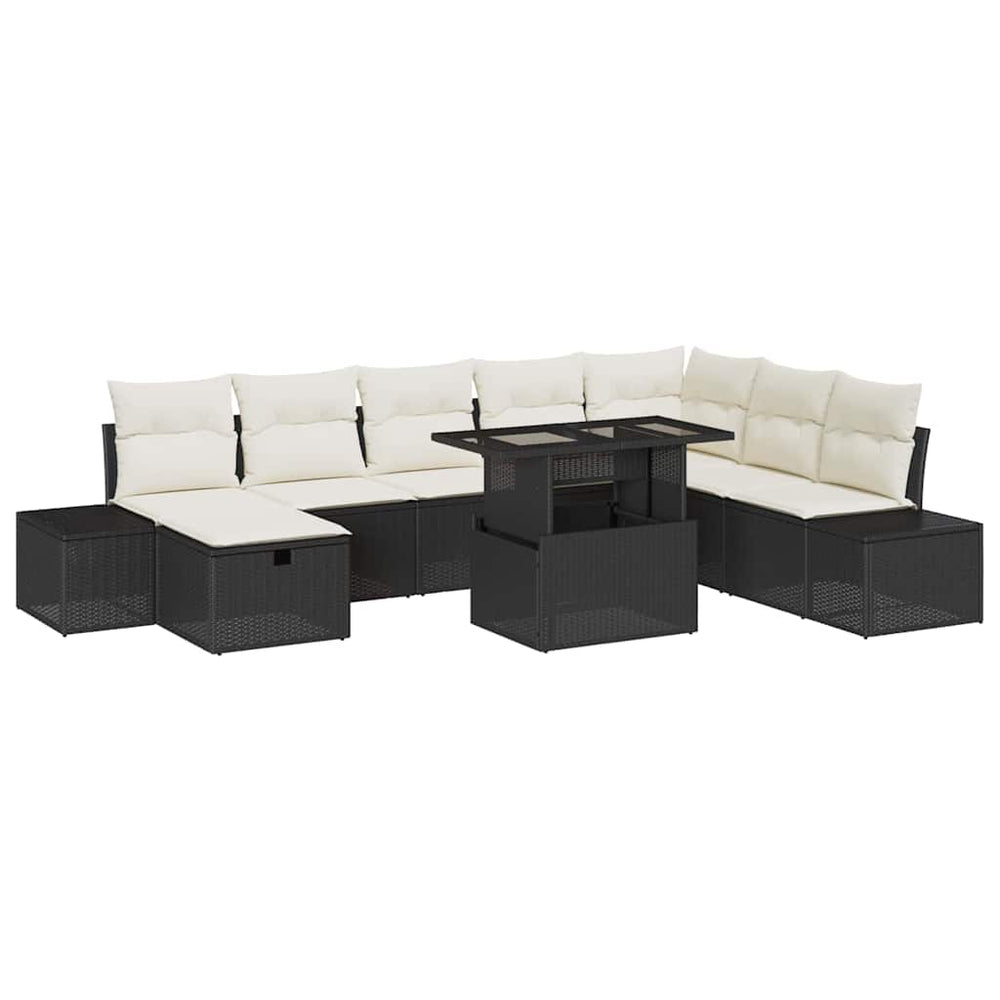 vidaXL Garden Sofa Set 11 pcs Black Poly Rattan