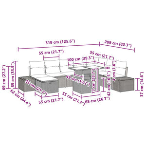 vidaXL Garden Sofa Set 11 pcs Black Poly Rattan