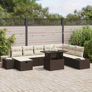 vidaXL 11-Piece Garden Sofa Set Brown Poly Rattan