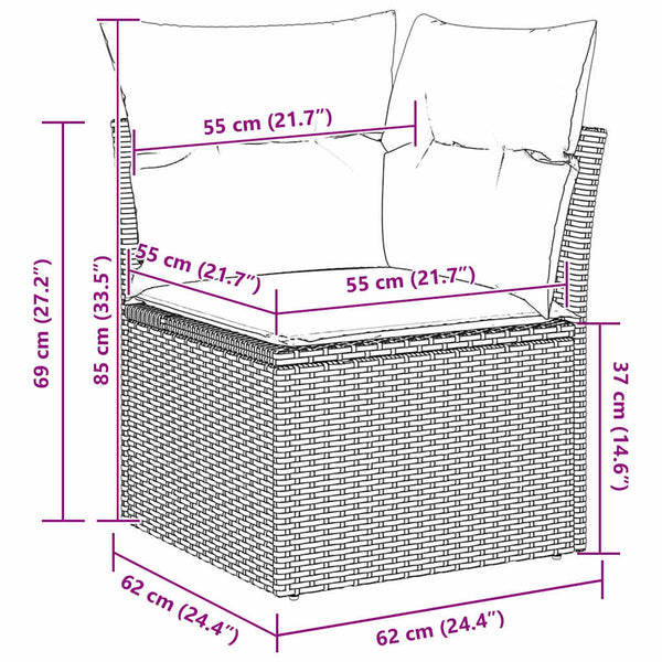 vidaXL 11-Piece Garden Sofa Set Brown Poly Rattan