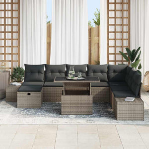 vidaXL 11-piece Garden Sofa Set Grey Poly Rattan