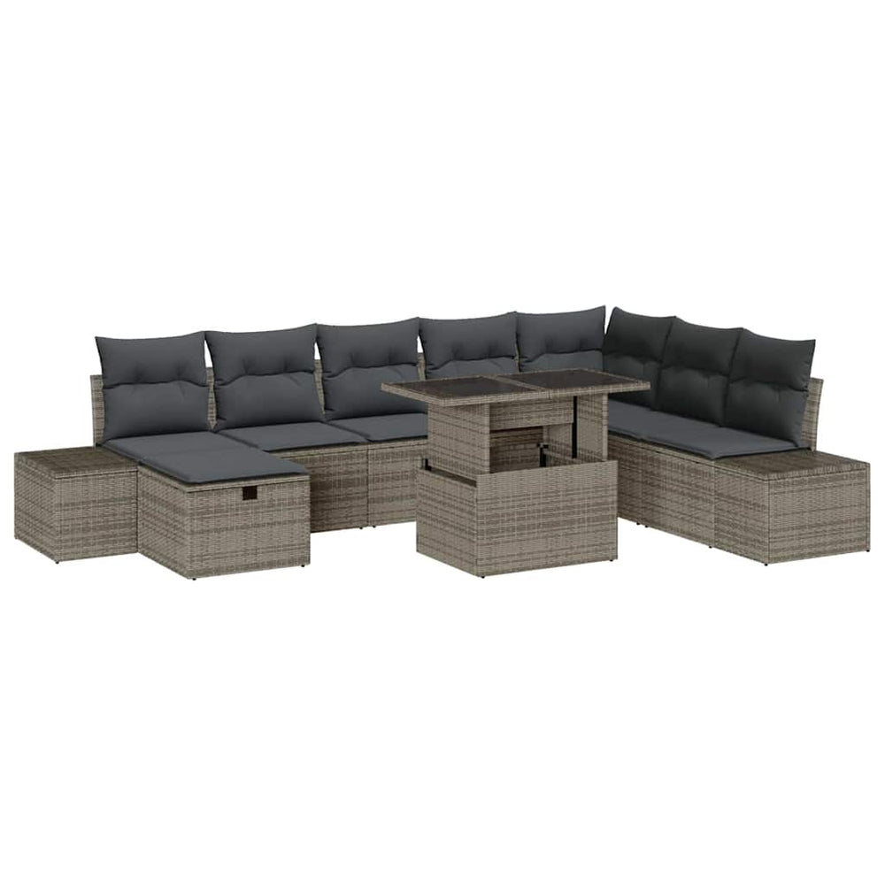 vidaXL 11-piece Garden Sofa Set Grey Poly Rattan