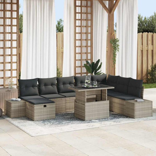 vidaXL Garden Sofa Set 11 pcs Light Grey Poly Rattan