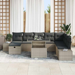 vidaXL Garden Sofa Set 11 pcs Light Grey Poly Rattan
