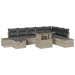 vidaXL Garden Sofa Set 11 pcs Light Grey Poly Rattan