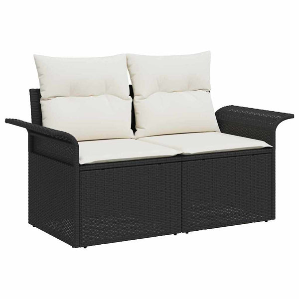 vidaXL Garden Sofa Set with Cushions with Storage 4 pcs Poly Rattan