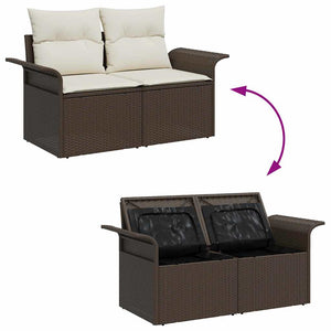 vidaXL Garden Sofa Set with Cushions with Storage 4 pcs Brown Poly Rattan