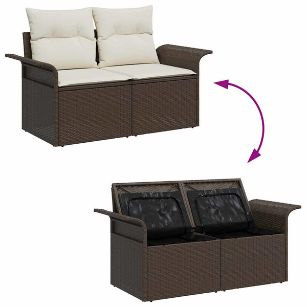 vidaXL Garden Sofa Set with Cushions with Storage 4 pcs Brown Poly Rattan