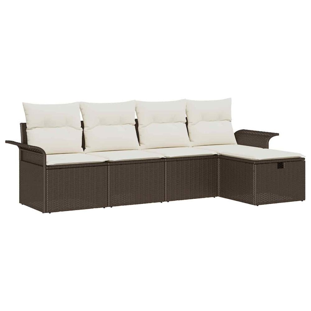 vidaXL Garden Sofa Set with Cushions with Storage 5 pcs Brown Poly Rattan