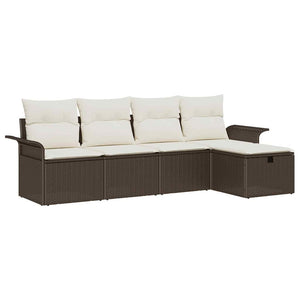 vidaXL Garden Sofa Set with Cushions with Storage 5 pcs Brown Poly Rattan