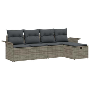 Garten Sofa Set Grau Poly Rattan 5-teilig