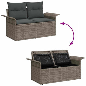 Garten Sofa Set Grau Poly Rattan 5-teilig