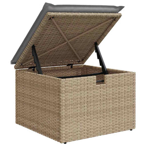 Beige Poly Rattan Garten-Sofa-Set mit Kissen