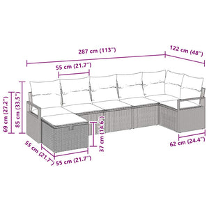 Poly Rattan Sofa Set mit Kissen, 4-teilig
