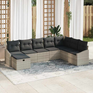 Poly Rattan Sofa Set 9-teilig mit Kissen