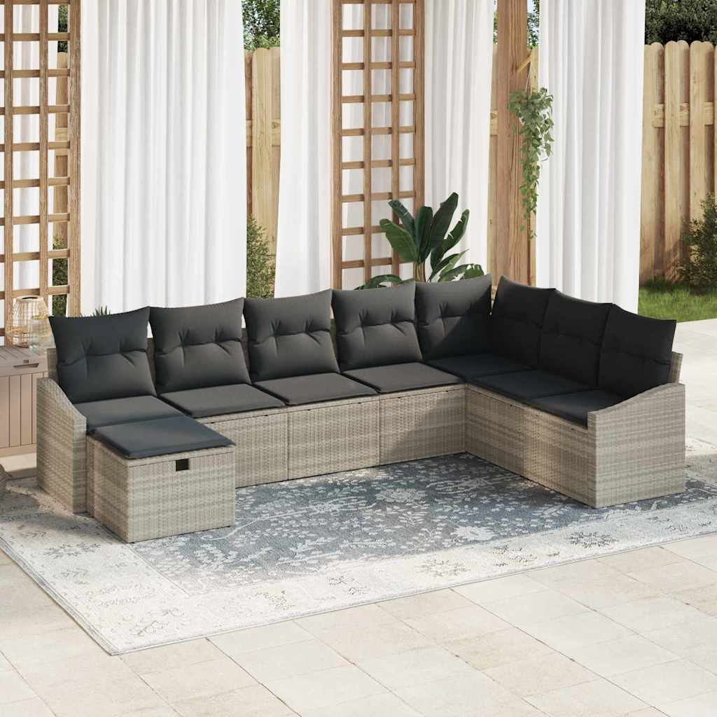 Poly Rattan Sofa Set 9-teilig mit Kissen
