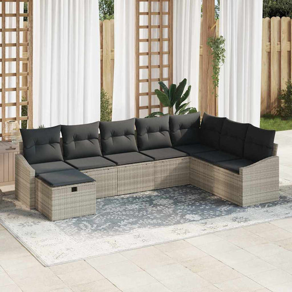 Poly Rattan Sofa Set 9-teilig mit Kissen