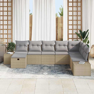 Beige Garten-Sofagarnitur, 8-teilig