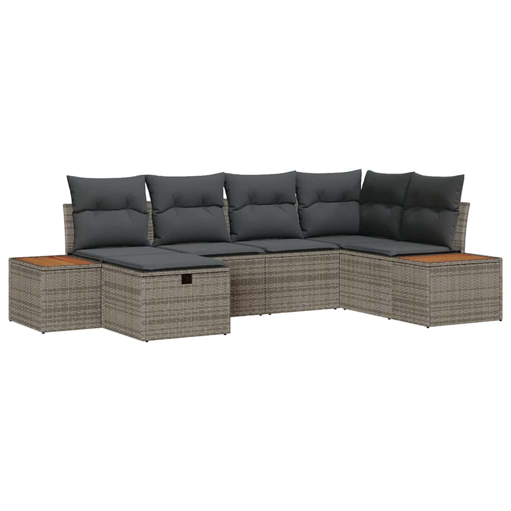Gartensofa Set Grau Poly-Rattan mit Kissen