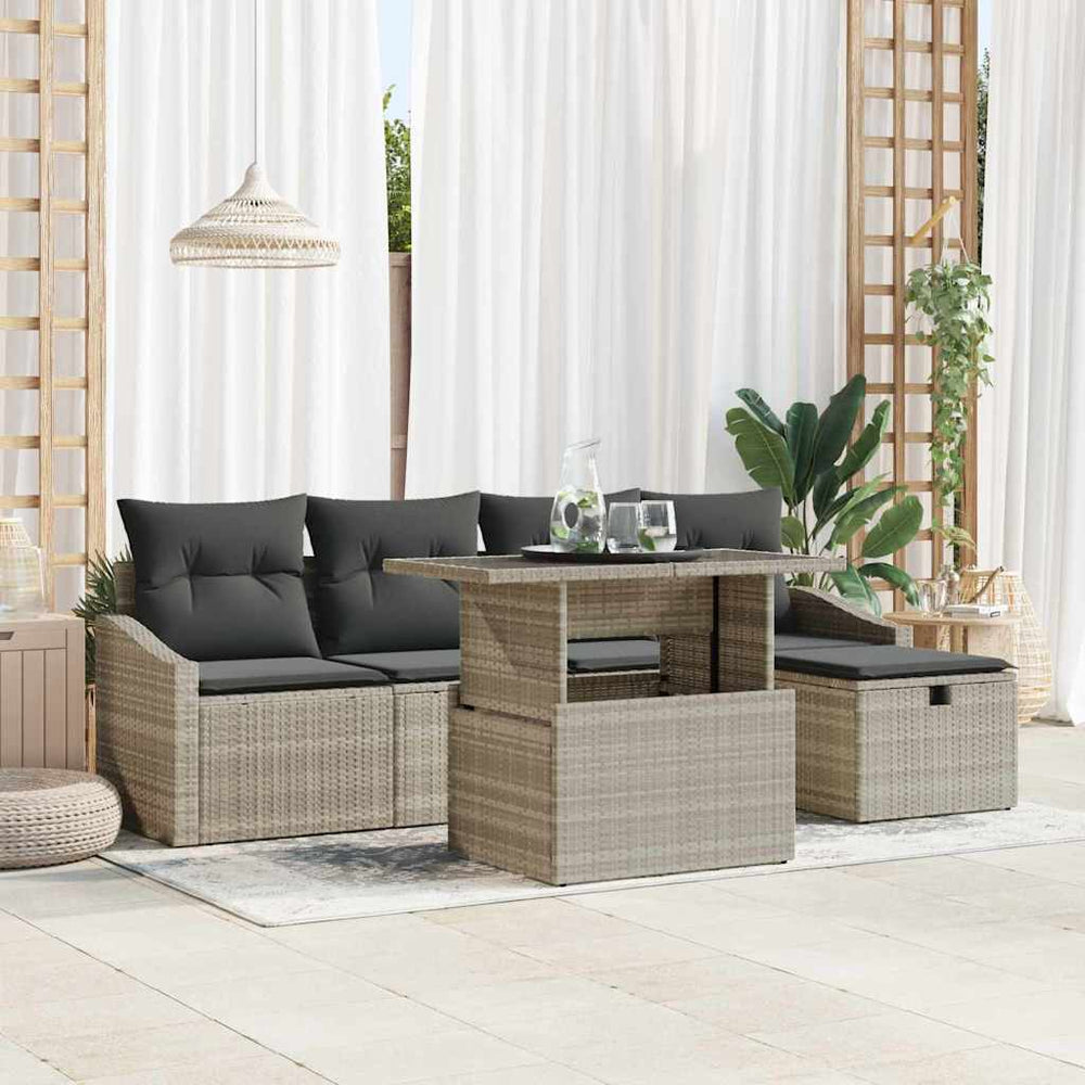 Garten Sofa Set 6-teilig Hellgrau