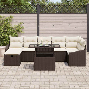 Poly Rattan Garten-Sofa-Set, 8-teilig, Braun