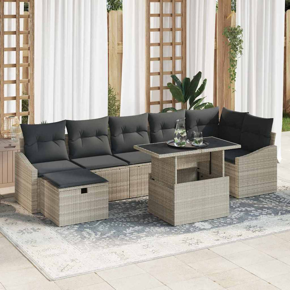 Garten Sofa Set 8-teilig Hellgrau